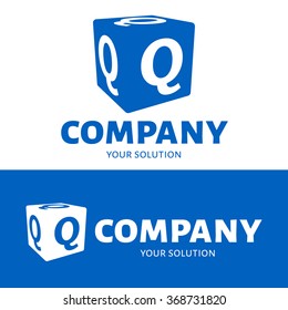 Vector letter Q logo. The cube with the letter Q brand logo