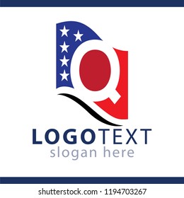 Vector letter Q logo design for American flag