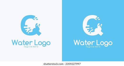 Vector Letter Q logo splash water wave logo design concept