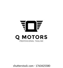 Vector Letter q logo templates isolated on white background. Modern Wing Design. 