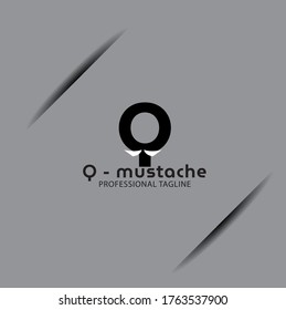 Vector Letter q logo templates isolated on gray background. Modern mustache Design. 
