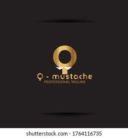 Vector Letter Q logo templates isolated on black background. Modern mustache Design. 