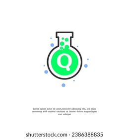 vector letter Q on lab icon design template illustration