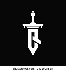 Vector letter Q sword logo design template inspiration, vector illustration.