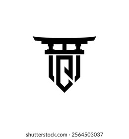 Vector letter Q torii gate design template inspiration, vector illustration.