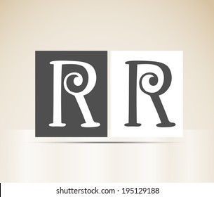 Vector letter R art deco alphabet retro sign vintage design