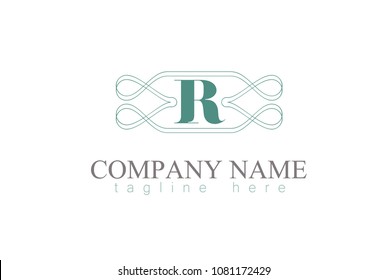 Vector Letter R Decorative Ornament Frame Design.