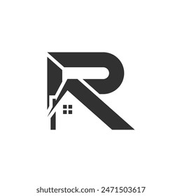 Vector letter r design element vector icon idea with creative house concept