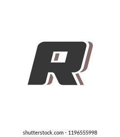 Vector letter R. Digital style symbol design. Font element. Alphabet logo. Monogram template.