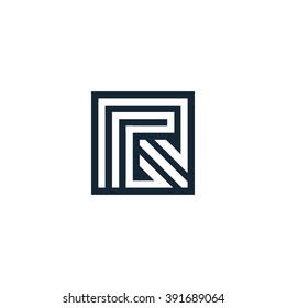 Vector letter R. Geometric isolated unusual stylized shape with smooth corners. Logo architectural art of the creative team of young and experienced professionals.nLineart arrow