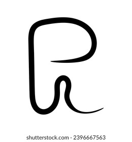 Letra vectorial o dibujada a mano con una línea. Símbolo del logotipo del signo r.