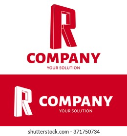 Vector letter R logo. Brand logo R for the company in the form of 3D letters. Red style.