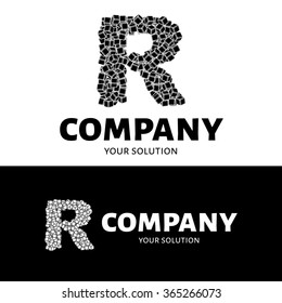Vector letter R logo. The logo is the letter R consists of cubes.