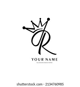 
vector letter R logo with crown. simple R logo identity with crown combination