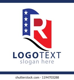 Vector letter R logo design for American flag
