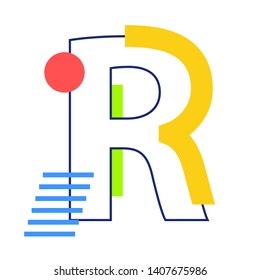 Vector letter R. Modern abstract font. Vector illustration EPS10