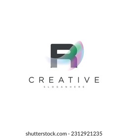 Letra vectorial R plantilla de logotipo de color gradiente moderno
