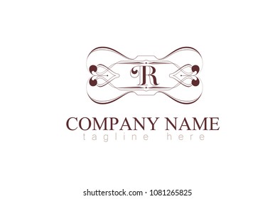 Vector Letter R Monogram Identity Concept In Frame Vintage.