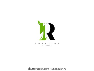 Vector Letter R Monogram Leaf Logo