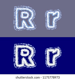 vector letter R on grey and blue background