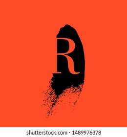 Vector letter R on a red background. Logo.