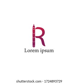 LETRA R DEL VECTOR CON DISEÑO DE PLANTILLAS DE PENCIL 