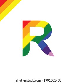 Letra de vector R con color de arco iris