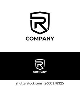 vector letter r shield logo design