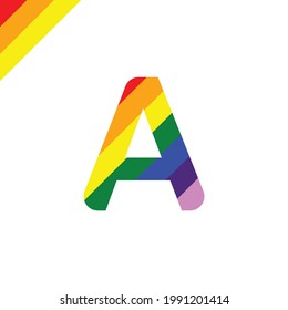 Letra vectorial A con color de arco iris