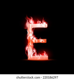 vector letter with red fire
