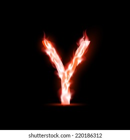 vector letter with red fire