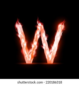 vector letter with red fire