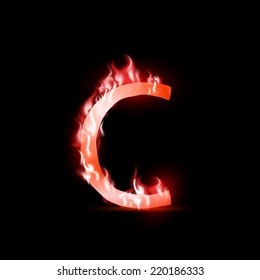 vector letter with red fire