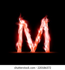 vector letter with red fire