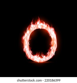 vector letter with red fire