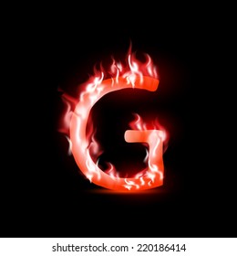 vector letter with red fire