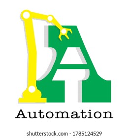 vector Letter A with robot arm for word Automation
