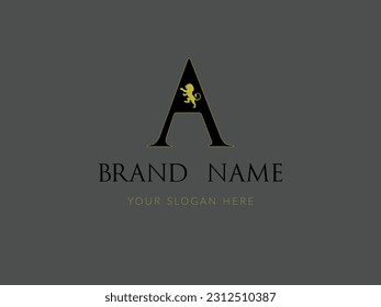 Vector A letra plantilla de logotipo de león real
