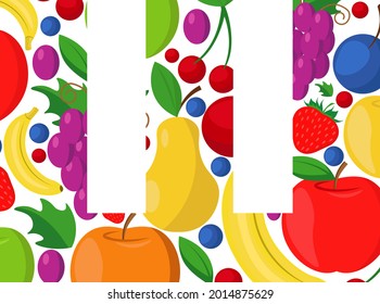 Vector letter of the Russian alphabet made of ripe fruits. An illustration on the theme of the alphabet.