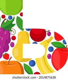 Vector letter of the Russian alphabet made of ripe fruits. An illustration on the theme of the alphabet.