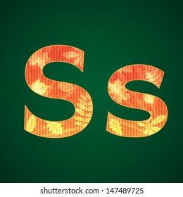 Vector letter S with autumn leaves upper and lower cases