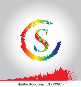 Vector of Letter S in the colorful. ABC concept type as logo. Typography design