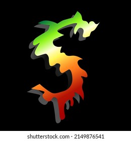 Vector letter S. Colorful alphabet set. Green yellow red color.