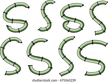 vector letter s design with bamboo set