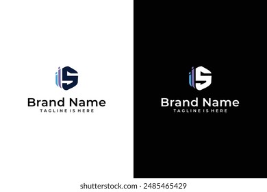 Vector letra S digital geométrica tecnología logo