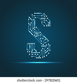 Vector letter S logo (sign, symbol, icon, design element). Technology design