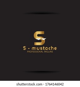 Vector Letter S logo templates isolated on black background. Modern mustache Design. 