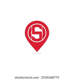 Vector letra S pin punto logo diseño Plantilla inspiración, Ilustración vectorial.