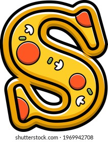 vector letter S. pizza fast food