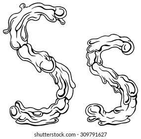 Vector letter S of water - isolated line drawing